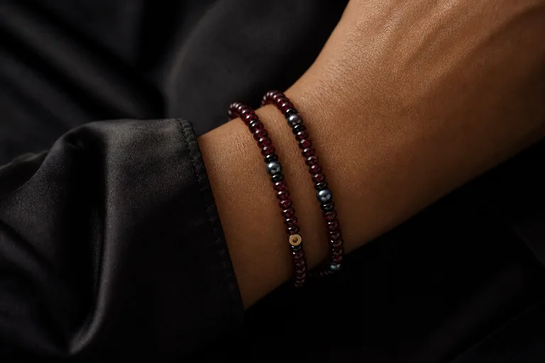 Garnet After Midnight On-body close crop