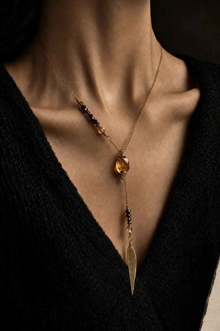 The Honey Knife Lariat worn after dark