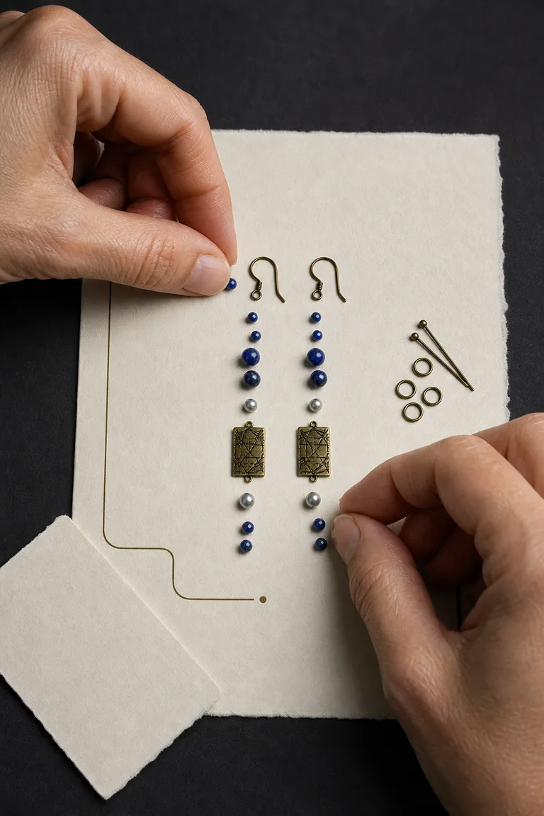 The Ink Atlas Earrings Hands sorting materials