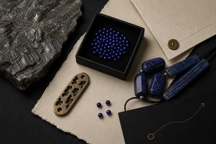 The Ink Atlas Earrings material-origin image with Ceylon sapphire context